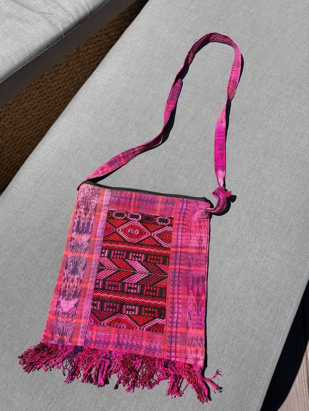 Pink woven bag